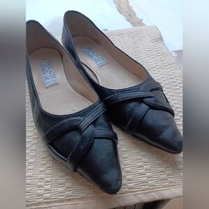 Classic Black Leather Flats by Pancaldi for Diane B.Hand Made In Italy.